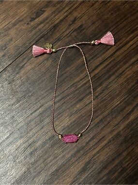 Kendra Scott Pink Druzy Adjustable Tassel Bracelet